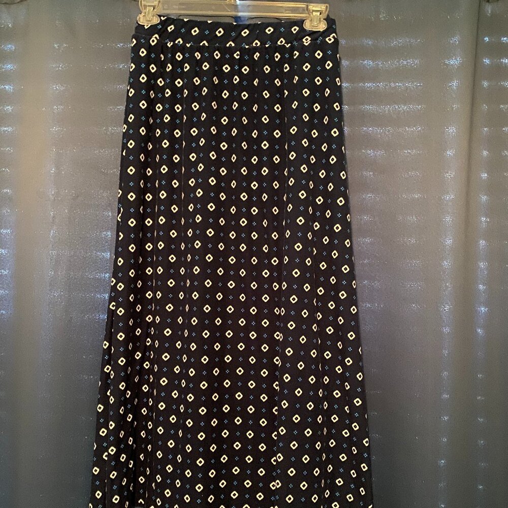Navy Print Maxi Skirt